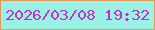 文字の大きさ：2、枠の色：e59655、背景の色：9af1e6、文字の色：c931c1 無料ブログパーツのブログ時計