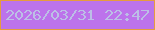 文字の大きさ：5、枠の色：e59c3e、背景の色：bc73eb、文字の色：bcbfe6 無料ブログパーツのブログ時計