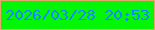 文字の大きさ：3、枠の色：e5a769、背景の色：02f606、文字の色：0e88fd 無料ブログパーツのブログ時計