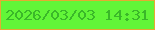 文字の大きさ：3、枠の色：e5aa32、背景の色：62f538、文字の色：3ab829 無料ブログパーツのブログ時計