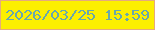 文字の大きさ：2、枠の色：e5aa7d、背景の色：fcef00、文字の色：68a8ad 無料ブログパーツのブログ時計