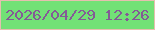 文字の大きさ：4、枠の色：e5bfaf、背景の色：72e176、文字の色：845a96 無料ブログパーツのブログ時計