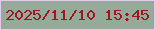 文字の大きさ：2、枠の色：e5c8ed、背景の色：95aa98、文字の色：a21520 無料ブログパーツのブログ時計