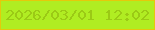 文字の大きさ：2、枠の色：e5c90b、背景の色：b0ed22、文字の色：9bca15 無料ブログパーツのブログ時計