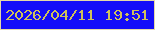 文字の大きさ：2、枠の色：e5d9a7、背景の色：140df8、文字の色：d0c15a 無料ブログパーツのブログ時計