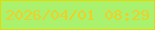 文字の大きさ：5、枠の色：e5da02、背景の色：aaf26d、文字の色：edd127 無料ブログパーツのブログ時計