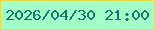 文字の大きさ：3、枠の色：e5dc45、背景の色：a4fec8、文字の色：15766a 無料ブログパーツのブログ時計