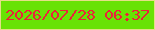 文字の大きさ：4、枠の色：e5df87、背景の色：68e205、文字の色：eb213a 無料ブログパーツのブログ時計