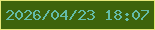 文字の大きさ：2、枠の色：e5e678、背景の色：3d630b、文字の色：64bba8 無料ブログパーツのブログ時計