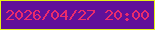 文字の大きさ：2、枠の色：e5f216、背景の色：611099、文字の色：ea2b6c 無料ブログパーツのブログ時計