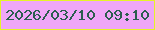 文字の大きさ：2、枠の色：e5f427、背景の色：efa6f7、文字の色：2a5e4e 無料ブログパーツのブログ時計