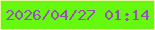 文字の大きさ：2、枠の色：e5f49e、背景の色：67f810、文字の色：9554b5 無料ブログパーツのブログ時計