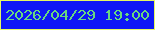 文字の大きさ：1、枠の色：e5f861、背景の色：0e17f6、文字の色：68d880 無料ブログパーツのブログ時計