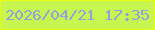 文字の大きさ：5、枠の色：e5ff0d、背景の色：c7f651、文字の色：9a9ce1 無料ブログパーツのブログ時計