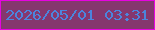 文字の大きさ：5、枠の色：e604e1、背景の色：85376e、文字の色：4b85dd 無料ブログパーツのブログ時計