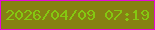 文字の大きさ：5、枠の色：e608da、背景の色：868113、文字の色：85c811 無料ブログパーツのブログ時計