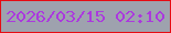文字の大きさ：5、枠の色：e60b13、背景の色：9ea2ae、文字の色：ab39de 無料ブログパーツのブログ時計