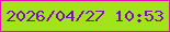 文字の大きさ：2、枠の色：e610b1、背景の色：a2e419、文字の色：7911b5 無料ブログパーツのブログ時計