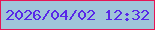 文字の大きさ：3、枠の色：e61554、背景の色：a0c4d9、文字の色：5828e8 無料ブログパーツのブログ時計