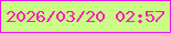 文字の大きさ：3、枠の色：e617ee、背景の色：cbfc86、文字の色：f821b7 無料ブログパーツのブログ時計