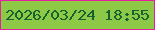 文字の大きさ：4、枠の色：e61fa1、背景の色：8ec847、文字の色：15622f 無料ブログパーツのブログ時計