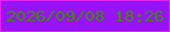 文字の大きさ：1、枠の色：e623ee、背景の色：9812fa、文字の色：408803 無料ブログパーツのブログ時計