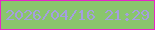 文字の大きさ：5、枠の色：e626c7、背景の色：8ac56d、文字の色：a49edf 無料ブログパーツのブログ時計