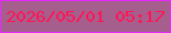 文字の大きさ：4、枠の色：e627fe、背景の色：a65f8d、文字の色：ff1555 無料ブログパーツのブログ時計