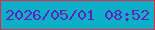 文字の大きさ：4、枠の色：e62844、背景の色：0bafc8、文字の色：5b22be 無料ブログパーツのブログ時計