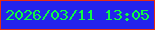 文字の大きさ：1、枠の色：e62c11、背景の色：2323ec、文字の色：0ef843 無料ブログパーツのブログ時計
