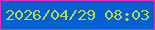 文字の大きさ：5、枠の色：e62cb8、背景の色：035fd2、文字の色：b9d752 無料ブログパーツのブログ時計