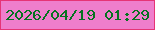 文字の大きさ：2、枠の色：e63476、背景の色：ef7ecc、文字の色：057320 無料ブログパーツのブログ時計