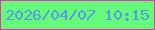 文字の大きさ：2、枠の色：e637b1、背景の色：65fa7a、文字の色：5698e9 無料ブログパーツのブログ時計