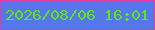 文字の大きさ：1、枠の色：e63aa0、背景の色：5577ea、文字の色：5de618 無料ブログパーツのブログ時計