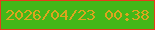 文字の大きさ：5、枠の色：e63c1c、背景の色：43b718、文字の色：dba51e 無料ブログパーツのブログ時計
