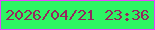 文字の大きさ：5、枠の色：e645fe、背景の色：2df563、文字の色：96265e 無料ブログパーツのブログ時計