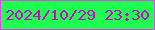 文字の大きさ：5、枠の色：e647ed、背景の色：1eff52、文字の色：d103ce 無料ブログパーツのブログ時計