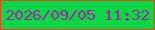 文字の大きさ：4、枠の色：e64919、背景の色：07d747、文字の色：a328a2 無料ブログパーツのブログ時計