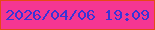 文字の大きさ：3、枠の色：e64a15、背景の色：f53692、文字の色：3a34d6 無料ブログパーツのブログ時計