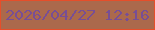 文字の大きさ：2、枠の色：e64e2a、背景の色：ab694c、文字の色：784e95 無料ブログパーツのブログ時計