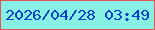文字の大きさ：2、枠の色：e65154、背景の色：88efe4、文字の色：0c42cb 無料ブログパーツのブログ時計
