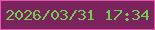 文字の大きさ：2、枠の色：e656b1、背景の色：7b235d、文字の色：72cd52 無料ブログパーツのブログ時計