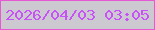 文字の大きさ：2、枠の色：e659d2、背景の色：ccc9d0、文字の色：c752f5 無料ブログパーツのブログ時計