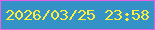 文字の大きさ：1、枠の色：e65fe6、背景の色：3492c7、文字の色：feee3e 無料ブログパーツのブログ時計