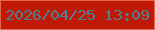 文字の大きさ：3、枠の色：e6674b、背景の色：c11907、文字の色：50808d 無料ブログパーツのブログ時計