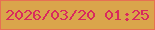 文字の大きさ：5、枠の色：e67053、背景の色：daa54b、文字の色：d92a5d 無料ブログパーツのブログ時計