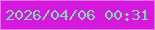 文字の大きさ：5、枠の色：e670ed、背景の色：d418dc、文字の色：84d7af 無料ブログパーツのブログ時計