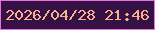 文字の大きさ：3、枠の色：e671e1、背景の色：351243、文字の色：fcb093 無料ブログパーツのブログ時計