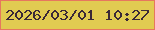 文字の大きさ：2、枠の色：e6775e、背景の色：e1cb51、文字の色：3a2837 無料ブログパーツのブログ時計