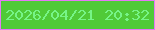 文字の大きさ：1、枠の色：e678f6、背景の色：50ca38、文字の色：76f487 無料ブログパーツのブログ時計